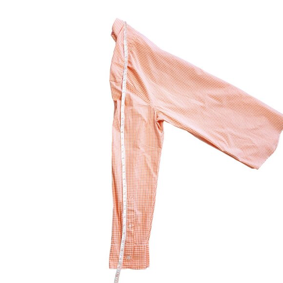 J. Crew Button Down Long Sleeved Shirt Soft Coral & White Check Size Slim XL - Picture 14 of 15